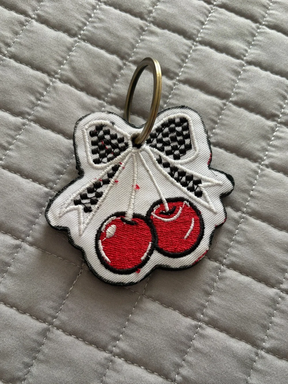 Checkered Cherry Keychain 🍒